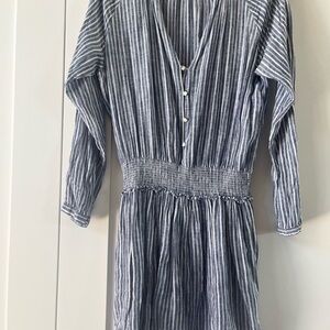 Rails Blue and White Striped Long Sleeve Dress